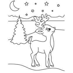 Cute Reindeer Free Coloring Page for Kids