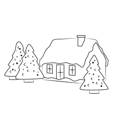 Decorative Christmas Home Free Coloring Page for Kids