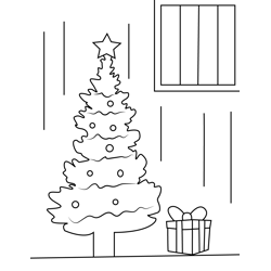 Gifts under Christmas Tree Free Coloring Page for Kids