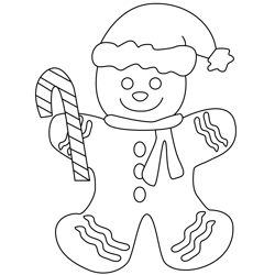 Gingerbread Man Free Coloring Page for Kids