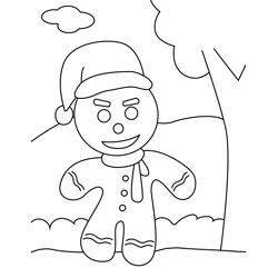 Happy Gingerbread Free Coloring Page for Kids