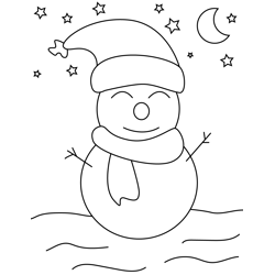 Happy Snowman Free Coloring Page for Kids