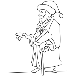 Old Santa Free Coloring Page for Kids