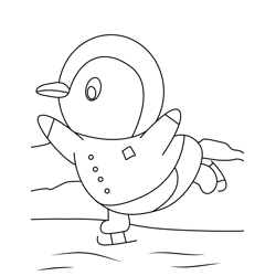 Penguin Skating Free Coloring Page for Kids