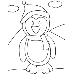 Penguin with Santa Hat Free Coloring Page for Kids