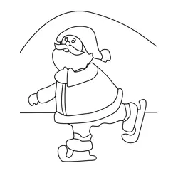 Santa Ice Skating Free Coloring Page for Kids