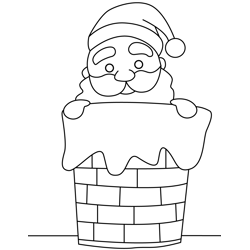 Santa In Chimney Free Coloring Page for Kids