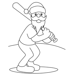 Santa Playing Baseball Free Coloring Page for Kids