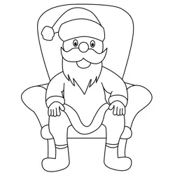 Santa Sitting On Chair Free Coloring Page for Kids