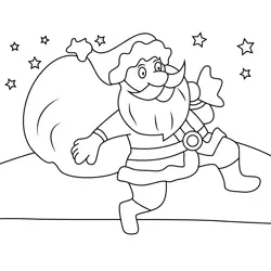 Santa With Bag Free Coloring Page for Kids