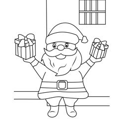 Santa With Gifts Free Coloring Page for Kids