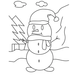 Snowman Smiling Free Coloring Page for Kids
