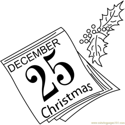 Christmas Calender Date Free Coloring Page for Kids