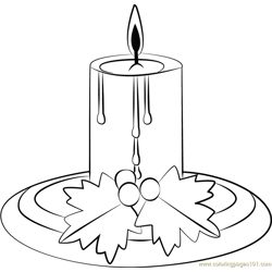 Christmas Candle Free Coloring Page for Kids