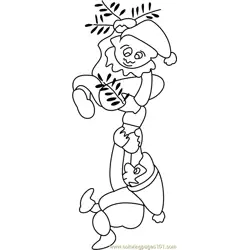 Dwarfs Celebrating Christmas Free Coloring Page for Kids