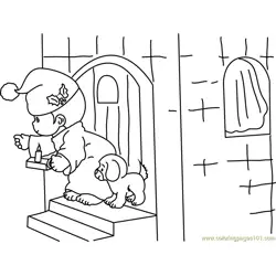 Santa house Free Coloring Page for Kids