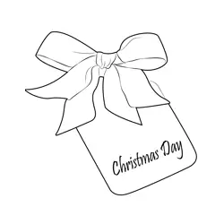 Christmas Day Ribbon Free Coloring Page for Kids