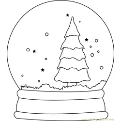 Christmas Tree Snow Globe Free Coloring Page for Kids