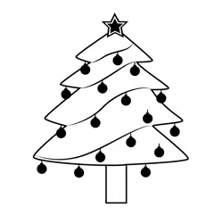 Decorated Christmas Tree Free Coloring Page for Kids