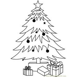 Decorated Christmas tree Free Coloring Page for Kids