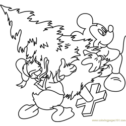 Disney Christmas Tree Free Coloring Page for Kids