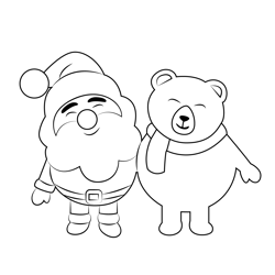 Santa And Polar Bear Free Coloring Page for Kids