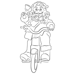 Santa Claus On Cycle Free Coloring Page for Kids