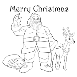 Santa Merry Christmas Free Coloring Page for Kids