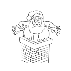 Santa Stuck In Chimney Free Coloring Page for Kids