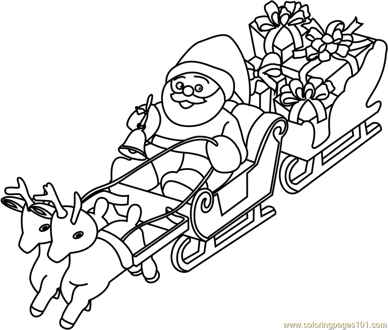 Santa coming on Christmas Coloring Page for Kids Free