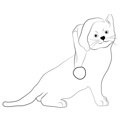 White Santa Cat Free Coloring Page for Kids
