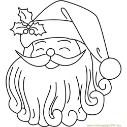 Cute Santa Face Free Coloring Page for Kids