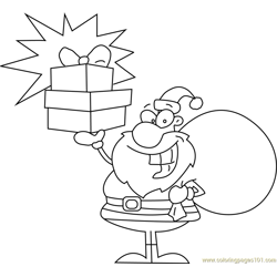 Naughty Santa Holding Presents Free Coloring Page for Kids