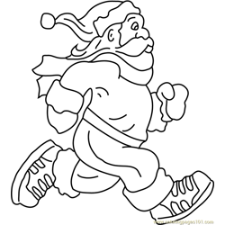 Runner Santa Free Coloring Page for Kids