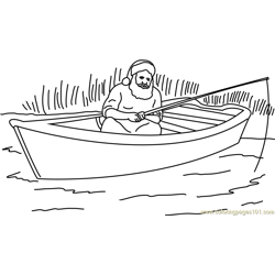 Santa Boating Free Coloring Page for Kids