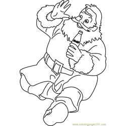 Santa Enjoying Drink Free Coloring Page for Kids