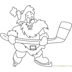 Santa Ice Hockey Free Coloring Page for Kids