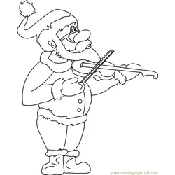 Santa Playing Violen Free Coloring Page for Kids