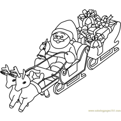 Santa coming on Christmas Free Coloring Page for Kids