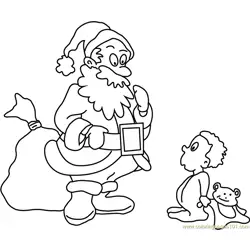 Santa gifting Baby Free Coloring Page for Kids