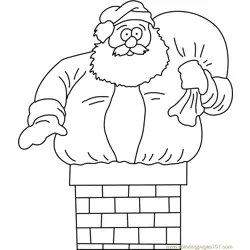 Santa going in Chimney Free Coloring Page for Kids
