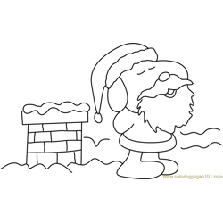 Santa on Roof Free Coloring Page for Kids