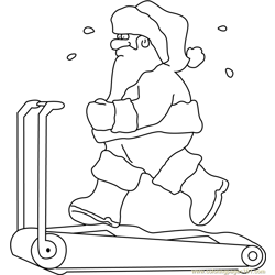 Santa on Treadmill Free Coloring Page for Kids