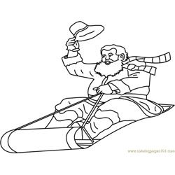 Santa riding Free Coloring Page for Kids