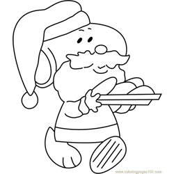 Santa with Biscuits Free Coloring Page for Kids