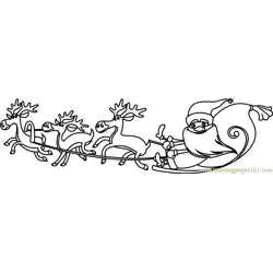 Santa with Reindeers Free Coloring Page for Kids