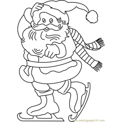 Skate With Santa Free Coloring Page for Kids