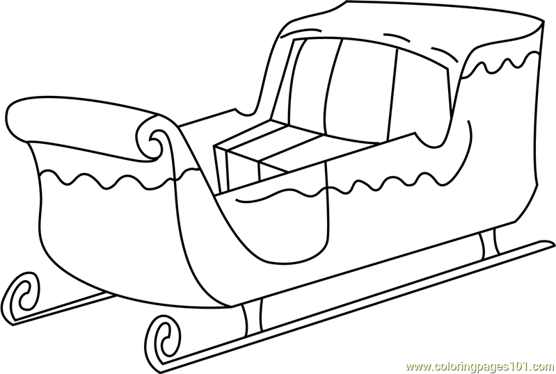 Santa's Sleigh Coloring Page for Kids - Free Santa's Sleigh Printable