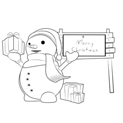 Snowman Merry Christmas Free Coloring Page for Kids
