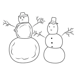 Snowmen Free Coloring Page for Kids